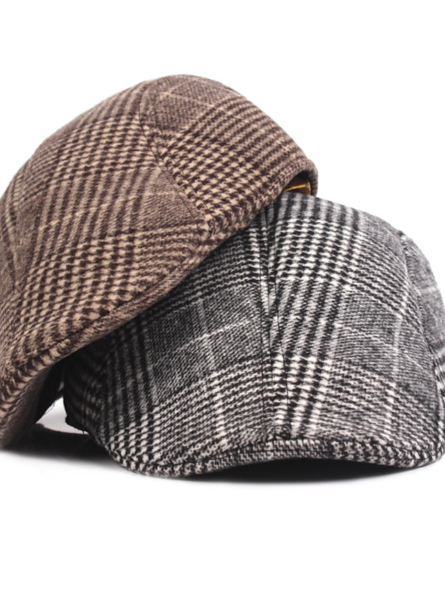  Herren Schiebermütze Tweed-Mütze Hellgrau Dunkelgray Baumwolle Strassenmode Stilvoll 1920er Jahre Mode Outdoor Täglich Ausgehen Gitter Warm