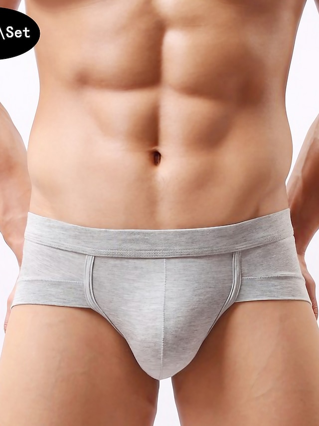 Men's 3 Pack Briefs Brief Underwear Modal Washable Comfortable Plain Low Rise Black White