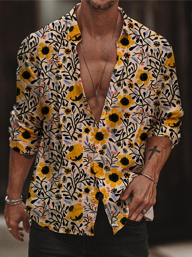 Herren Hemd Grafik-Shirt Geometrisch Farbverlauf Umlegekragen Weiß