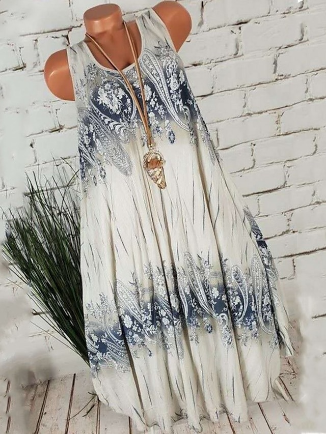  γυναικείο plus size φόρεμα curve shift floral στάμπα με στρογγυλή λαιμόκοψη αμάνικο άνοιξη καλοκαίρι casual κοντό μίνι φόρεμα casual καθημερινό φόρεμα