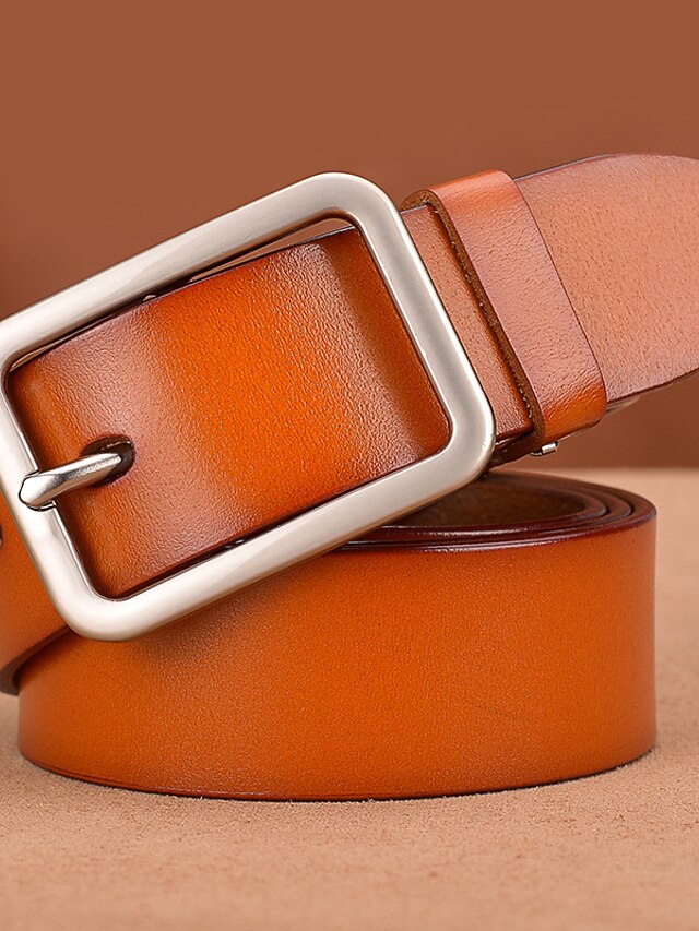 Men's Leather Belt Casual Belt Black Red Dermis Retro Traditional Plain