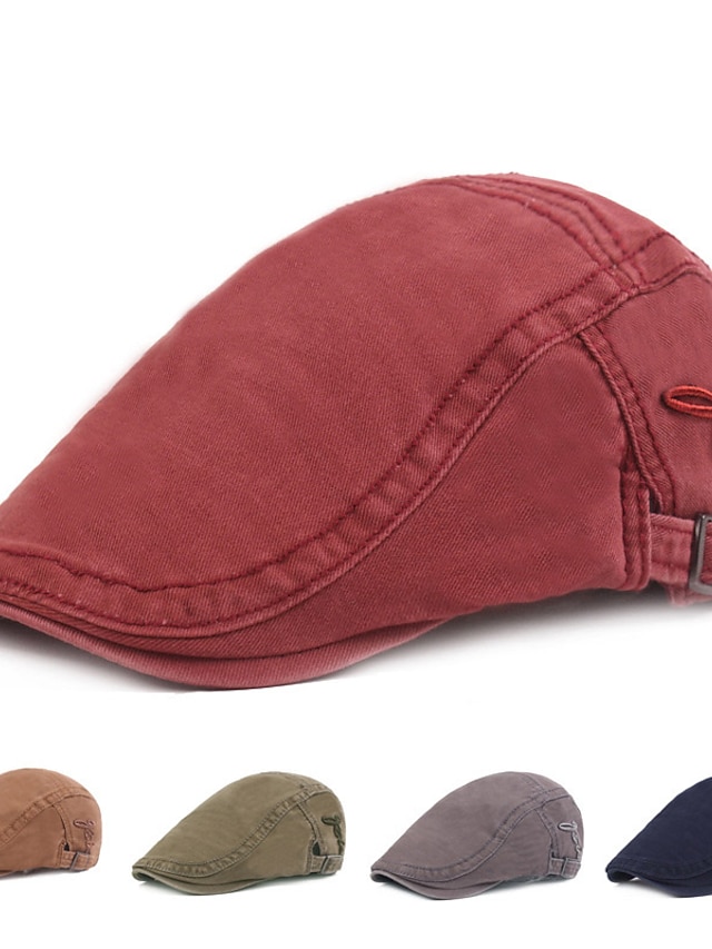  Men's Flat Cap Black Red Cotton Fashion Streetwear Stylish 1920s Fashion Outdoor Daily Going out Plain Warm