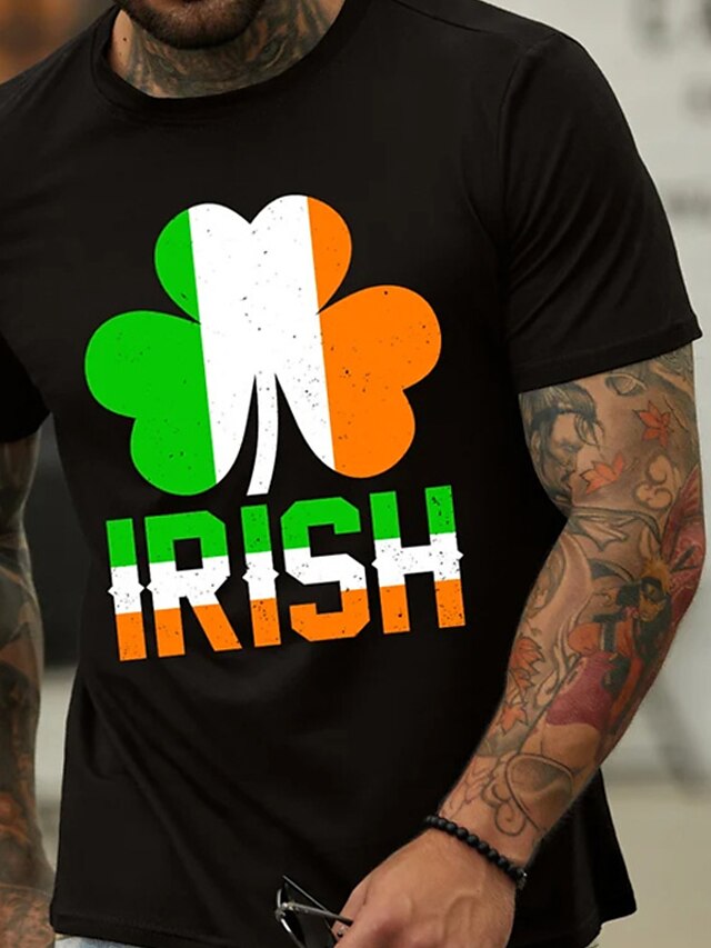  st.patrick's day חולצת טריקו לגברים טי גרפי טי הדפסים גרפיים תלתן צוואר צוואר חם הטבעה חופשת רחוב הדפסת שרוולים קצרים בגדים מעצב הלבשה st. של פטריק