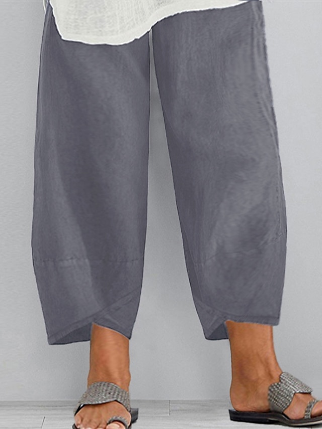 Women‘s Plus Size Curve Chinos Capri shorts Pocket Solid Color Cotton ...