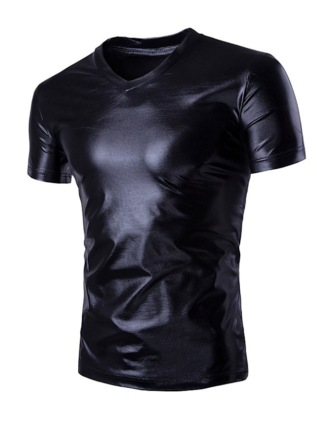  Per uomo maglietta Liscio A V Informale Per eventi Manica corta Abbigliamento Di tendenza Leggero Grande e alto