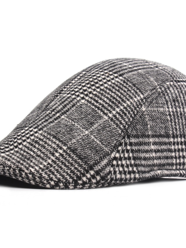 Men's Flat Cap Tweed Cap Light Grey Dark Gray Cotton Streetwear Stylish