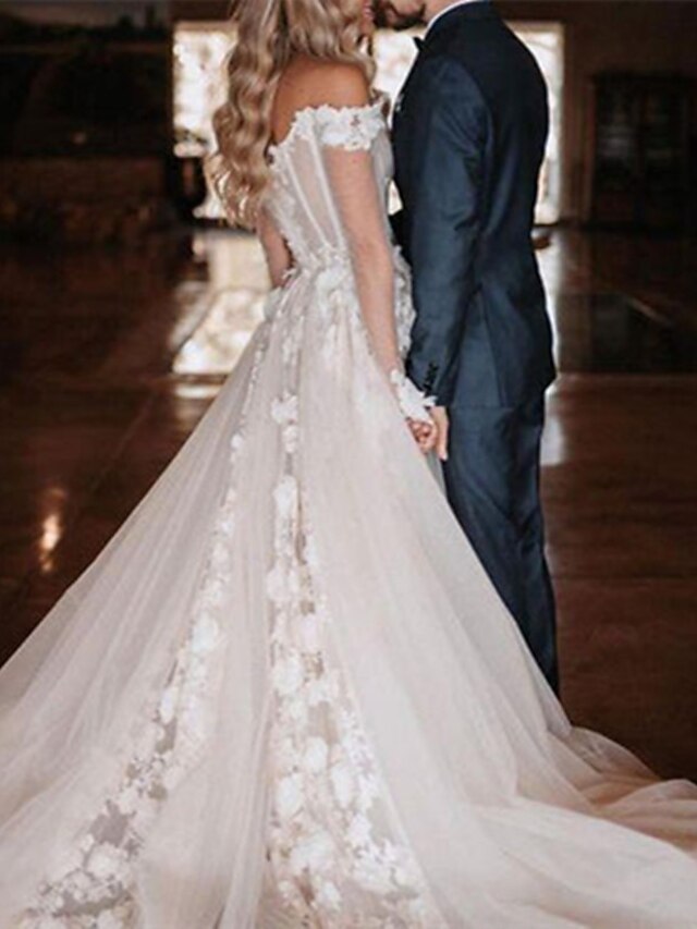 Reception Little White Dresses Wedding Dresses A-Line Off Shoulder Cap Sleeve Asymmetrical Organza Bridal Gowns With Solid Color