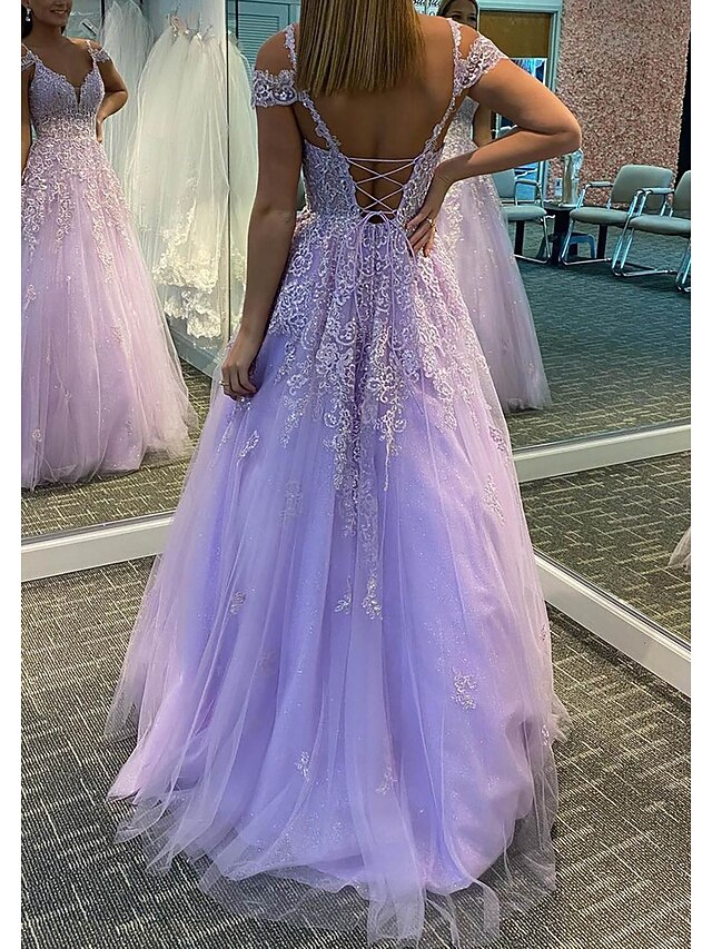 A-Line Prom Dresses High Split Dress Wedding Guest Floor Length Sleeveless V Neck Chiffon V Back with Slit Pure Color