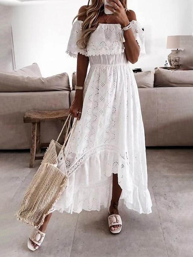 Women's Casual Dress Lace Dress White Dress Long Dress Maxi Dress ...