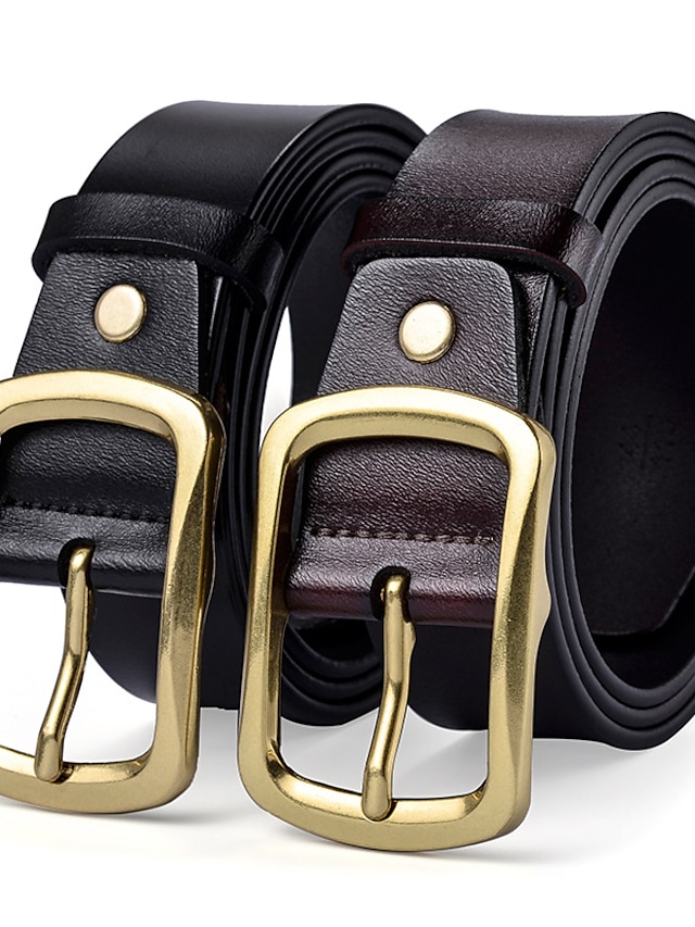  Men's Leather Belt Casual Belt Black Red Dermis Retro Traditional Plain Daily Wear Going out Weekend