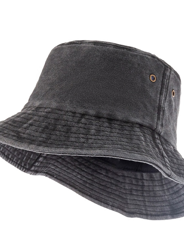  Men's Bucket Hat Sun Hat Fishing Hat Boonie hat Hiking Hat Black White Poly / Cotton Blend Streetwear Stylish Casual Outdoor Daily Going out Plain UV Sun Protection Sunscreen Quick Dry Lightweight