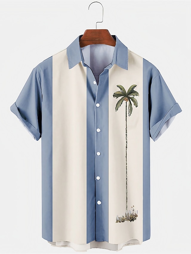  Per uomo Color Block Albero di cocco Piante tropicali Camicia Camicia hawaiana Camicia da bowling Manica corta Camicia Collo ripiegabile Di tendenza Stile anni '50 Comodo Da mare Strada Per uscire