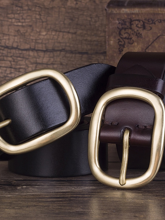  Men's Leather Belt Classic Jean Belt Black Coffee Dermis Retro Traditional Plain Daily Wear Going out Weekend