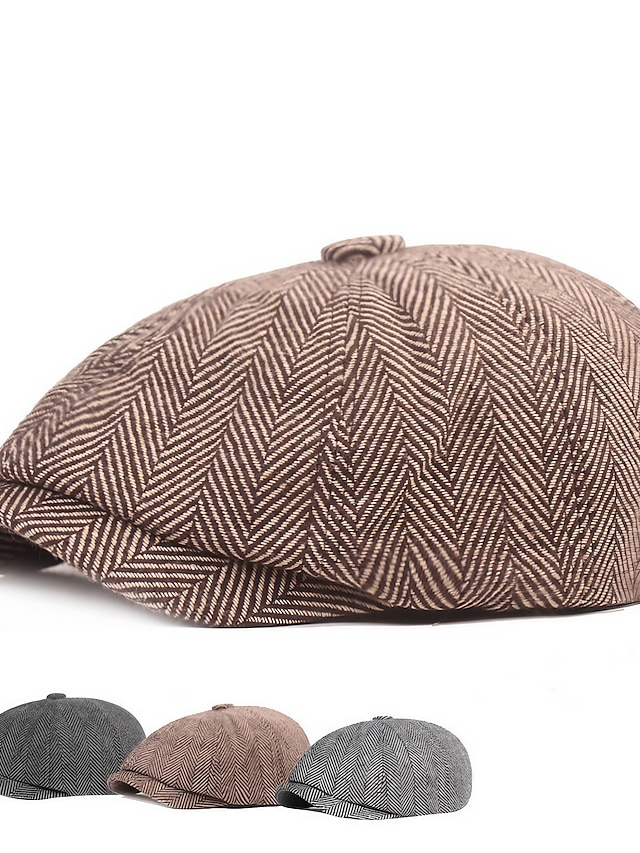  Miesten Baskeri Newsboy-hattu Tweed Cap khaki Vaalean harmaa Puuvilla Katutyyli Tyylikäs 1920-luvun muoti ulko- Päivittäin Bile Graafiset tulosteet Lämmin