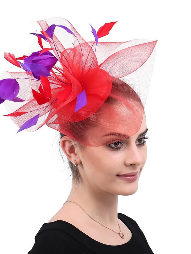  Fascinators Polyester Tea Party Kentucky Derby Horse Race Ladies Day Vintage Classical Handmade With Feather Tulle Headpiece Headwear