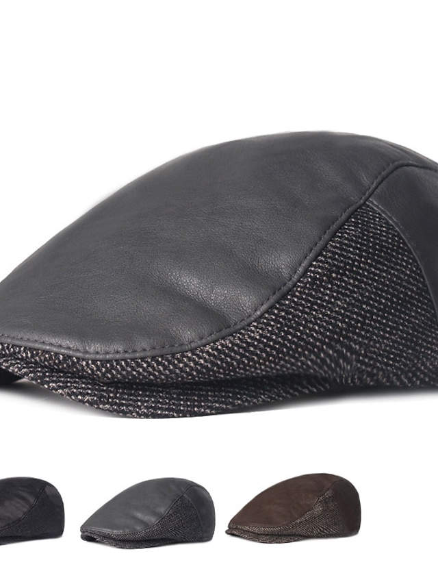 Men's Flat Cap Black Coffee leatherette Fashion Streetwear Stylish ...