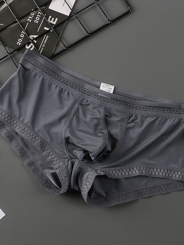  Męskie 3 szt Bokserki Slipy Nylon Lodowy jedwab Zmywalny Wygodny Równina Obniżone Kolor skóry Czarny