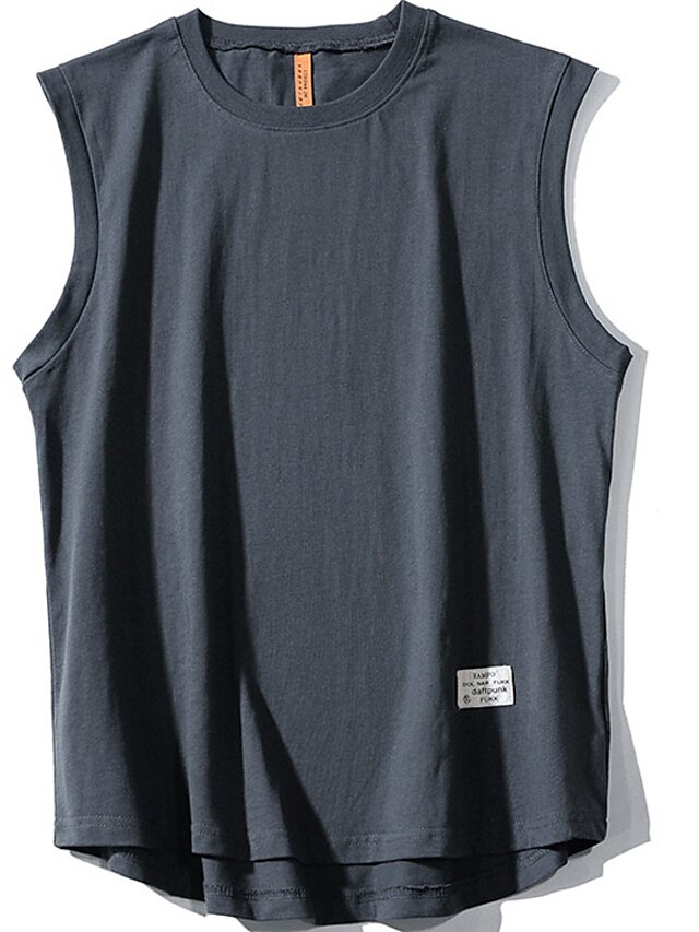  Men's Tank Top Undershirt Plain / Solid Crew Neck Daily Sports Sleeveless Clothing Apparel Stylish Casual Daily Modern Contemporary