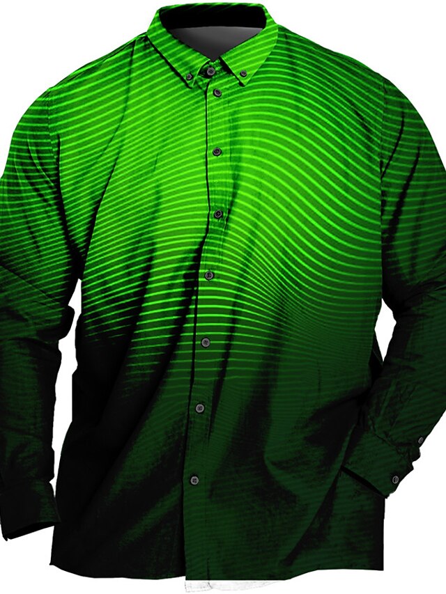 Men's Plus Size Shirt Big and Tall Graphic Prints Turndown Print Long