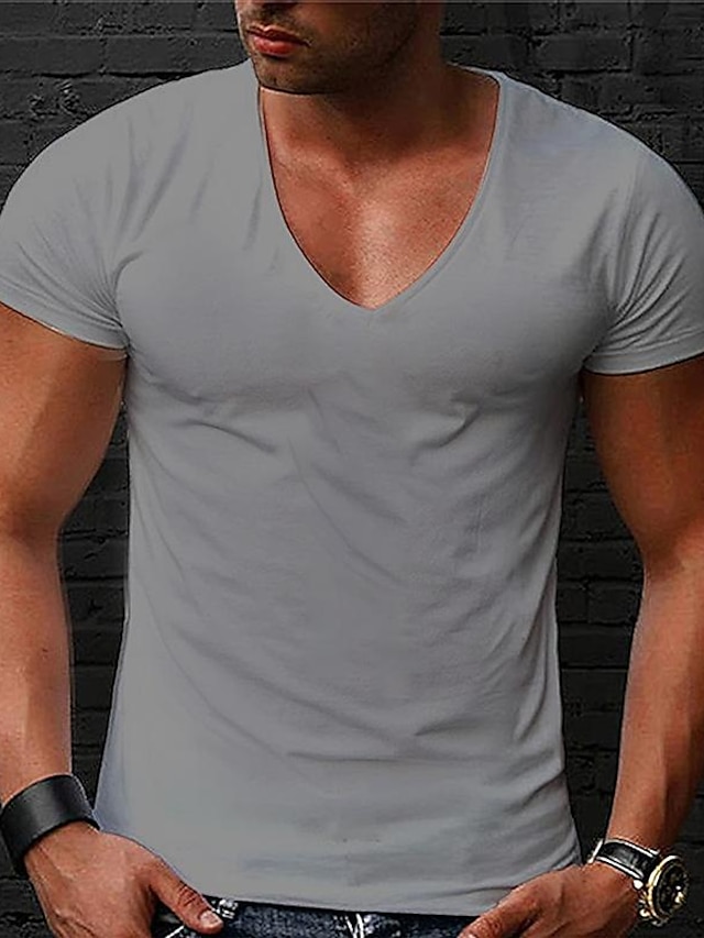  Kurzärmliges, mehrfarbiges Street-Hipster-Pullover-T-Shirt aus Baumwolle mit lockerem Druck und V-Ausschnitt