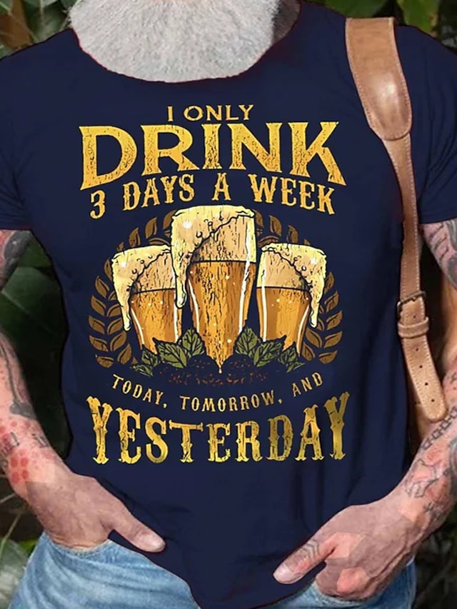  piję tylko 3 dni w tygodniu koszulki z piwem męska graficzna bawełniana koszulka streetwear klasyczna koszula z krótkim rękawem wygodna koszulka odzież na co dzień wakacje letnia odzież projektanta