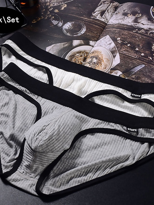  Men's 3 Pack Briefs Brief Underwear Modal Washable Comfortable Plain Low Rise Black White