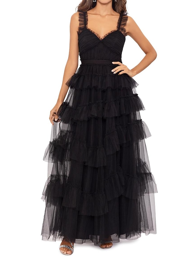  Ball Gown Prom Dresses Tiered Plisse Dress Masquerade Prom Floor Length Sleeveless Sweetheart Tulle Ladder Back with Pure Color 2025