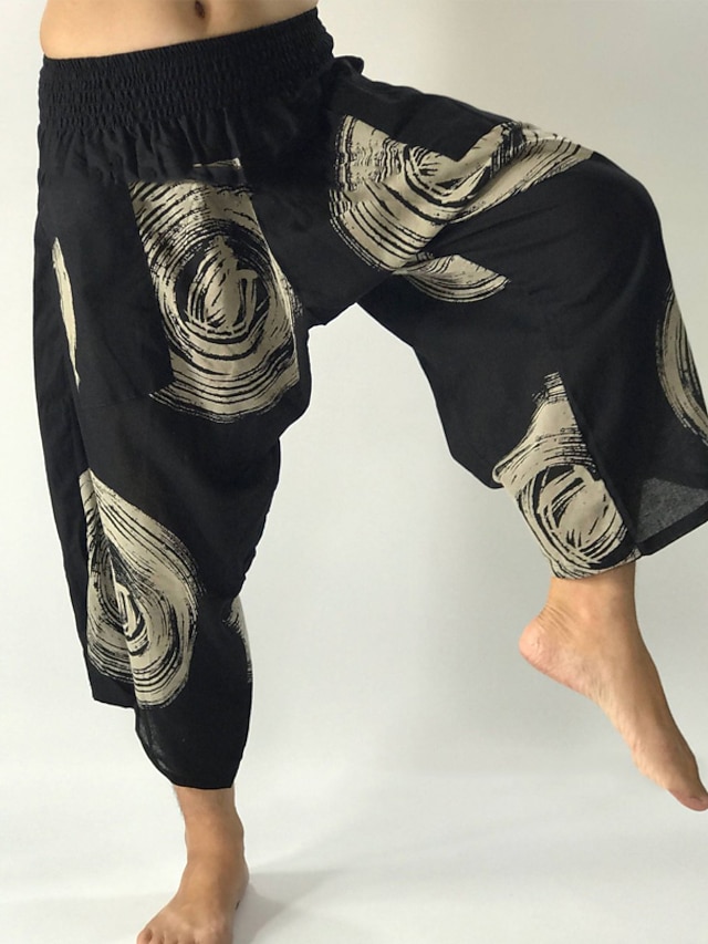 Men's Trousers Summer Pants Beach Pants Harem Pants Elastic Waist Baggy