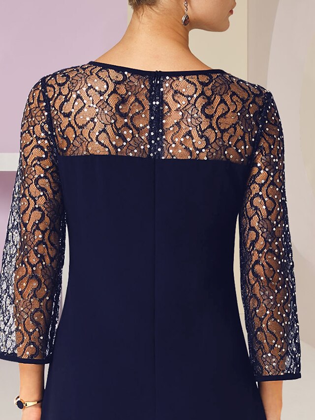 A-Line Mother of the Bride Dress Formal Wedding Guest Elegant Scoop ...