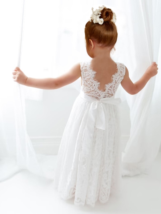 A-Line Floor Length Flower Girl Dress Wedding Party Girls Cute Prom ...