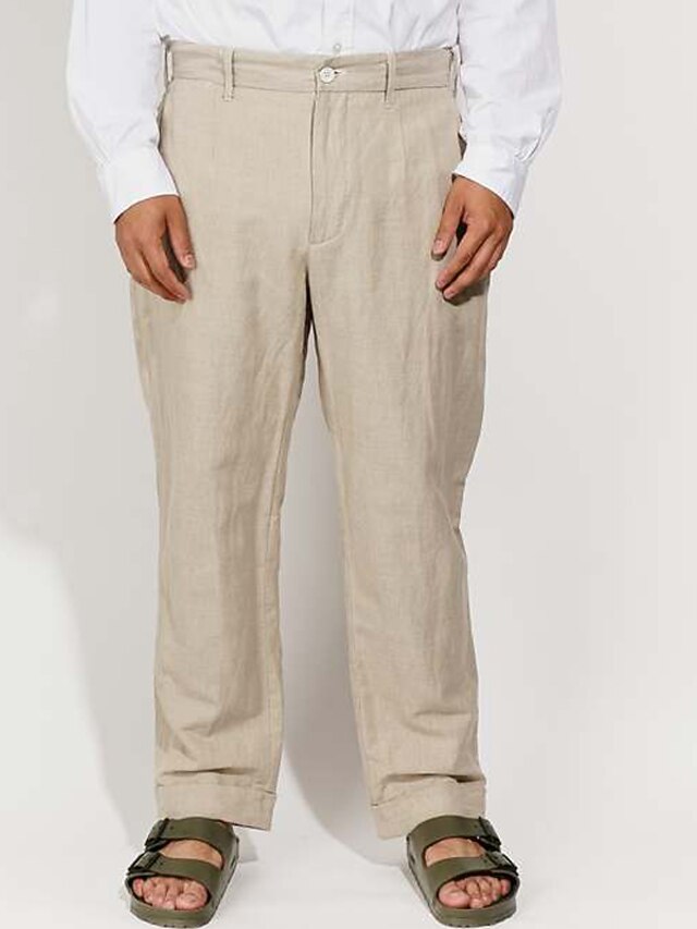 Men's Linen Pants Trousers Summer Pants Beach Pants Plain Comfort