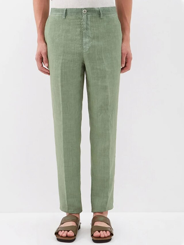 Men's Linen Pants Trousers Summer Pants Beach Pants Plain Comfort