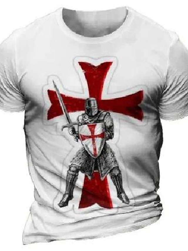 Men's T shirt Tee Tee Graphic Templar Cross Crew Neck Clothing Apparel ...