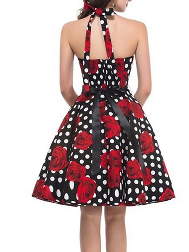 Women's Retro 1950s Vintage Tea Dresses Midi Dress Party Holiday