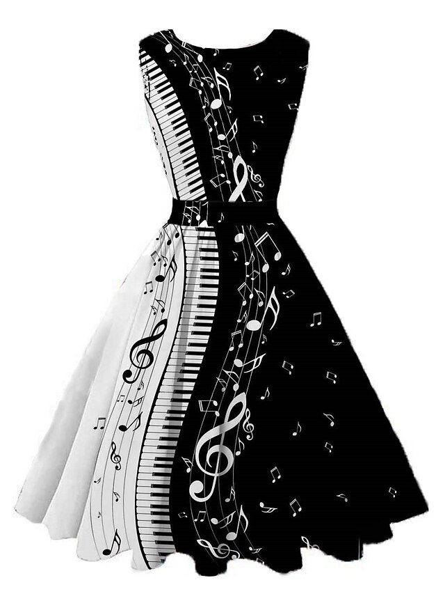 Women's Black Dress Retro 1950s Vintage Tea Dresses Midi Dress Daily