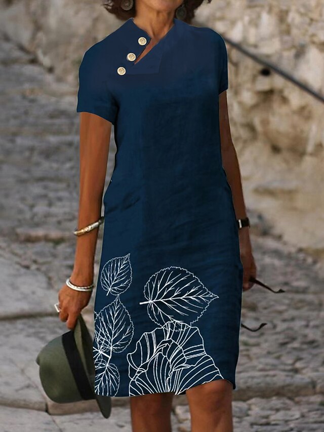 Women's Casual Dress Cotton Linen Dress Shift Dress Midi Dress Cotton