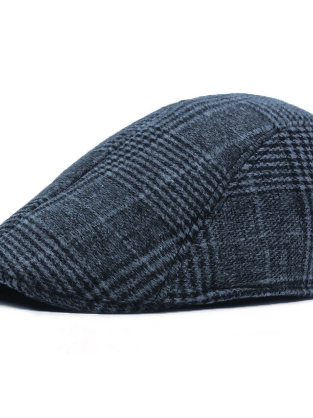 Men's Flat Cap Tweed Cap Light Grey Dark Gray Cotton Streetwear Stylish