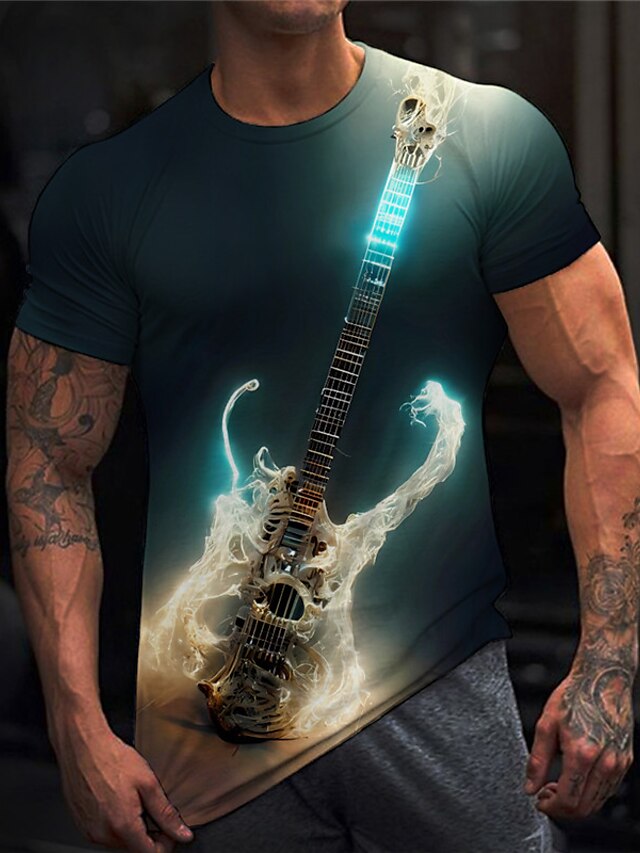  Hombre Camiseta Tee Graphic Guitarra Instrumento musical Cuello Barco Ropa Impresión 3D Exterior Casual Manga Corta Estampado Vintage Moda Design