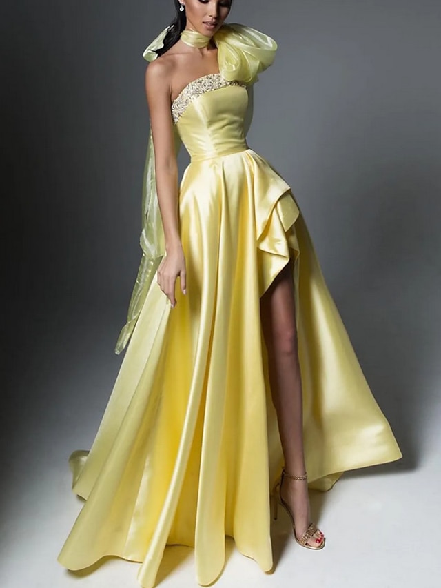 A Line Prom Dresses Sexy Dress Prom Formal Evening Court Train Sleeveless Strapless Detachable 4458