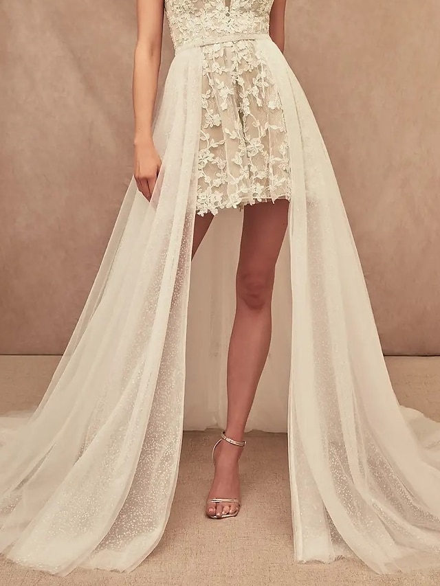  Zářivé Svatební šaty A-Linie Odděluje Odděluje Velmi dlouhá vlečka Flitry Sukně Svatební šaty S Jednobarevné 2024