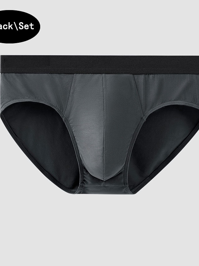  Homme 3 paquet Sous-Vêtements Boxer Caleçon américain Capitale Respirable Lavable Confortable Plein Taille Basse Gris