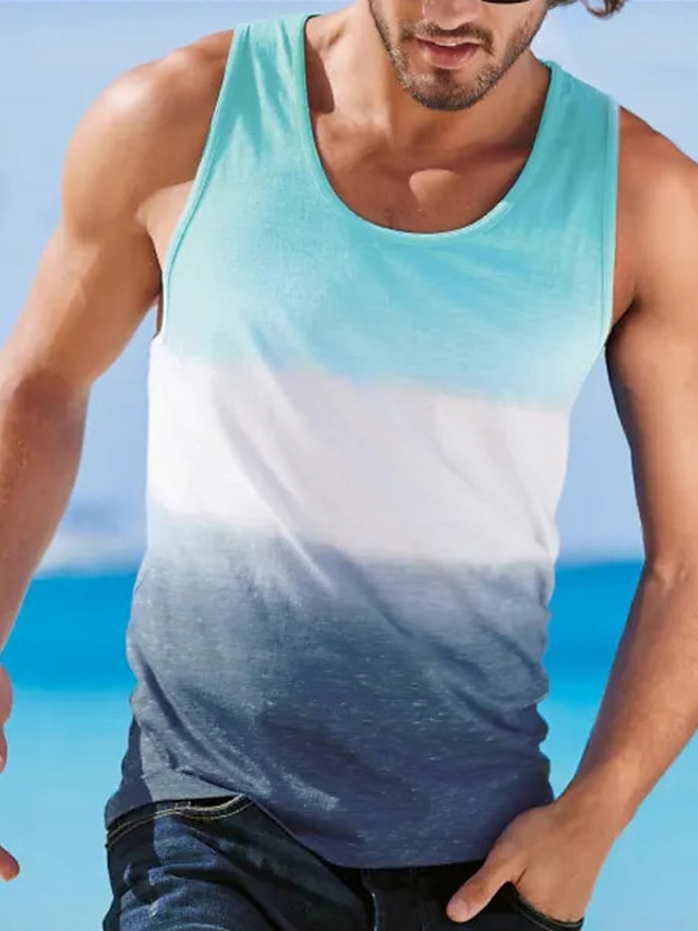  Bărbați Bluză Vest Top Sub Cămașă Cămașă fără mâneci Bloc Culoare Stil Nautic Sporturi & Exterior Îmbrăcăminte Atletică Fără manșon Îmbrăcăminte Modă Șic Stradă Muşchi