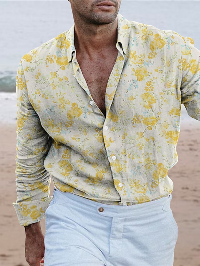 Chemise Homme Keneville Motif Abstrait Jaune/violet/gris - Taille L - Manches Courtes - Occasion TB
