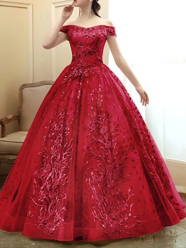  φόρεμα πάρτι φόρεμα quinceanera φορέματα πριγκίπισσα φόρεμα απόδοση quinceanera αμάνικο από τον ώμο πολυεστέρα με κρύσταλλα απλικέ 2024