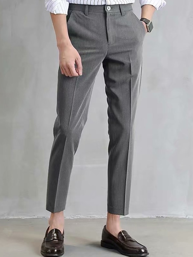 Men's Dress Pants Trousers Pocket Straight Leg Plain Comfort Breathable ...