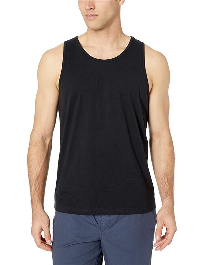Men's Tank Top Vest Top Undershirt Sleeveless Shirt Plain Crew Neck Sports & Outdoor Athleisure