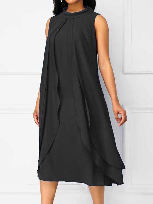 Women's Work Dress Black Dress Semi Formal Dress Fashion Midi Dress