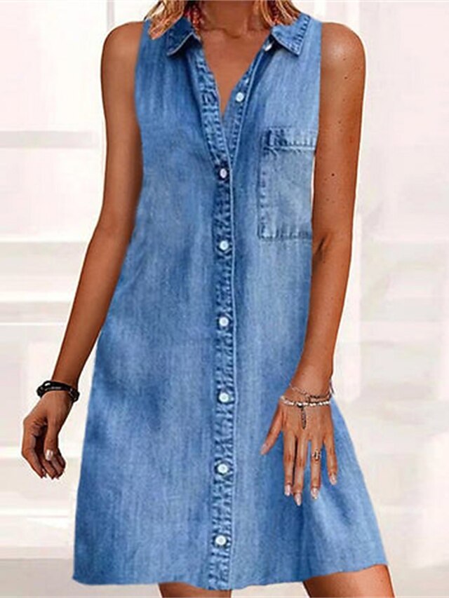 Women's Casual Dress Denim Shirt Dress Mini Dress Denim Modern Casual