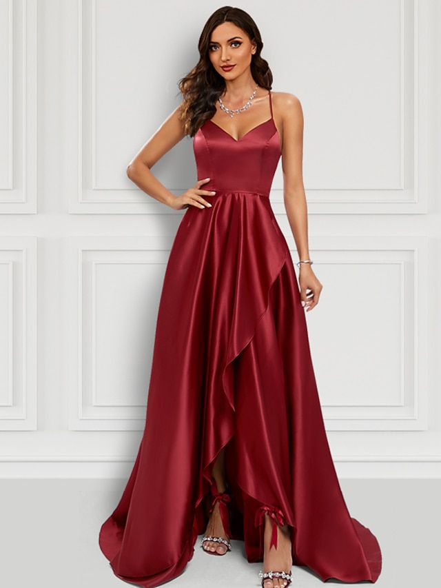 ALine Prom Dresses Sexy Dress Formal Asymmetrical Sleeveless Spaghetti