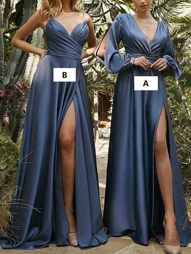 Blue Fantastic Beading Cap Sleeves A-line Floor-length Bridesmaid Dresses main image 1